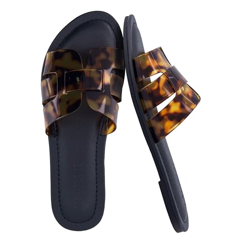CUSHIONAIRE Sandalias Caper Jelly para mujer, cómodas sandalias para mujer con plantilla acolchada y anchos disponibles, Carey, 9.5