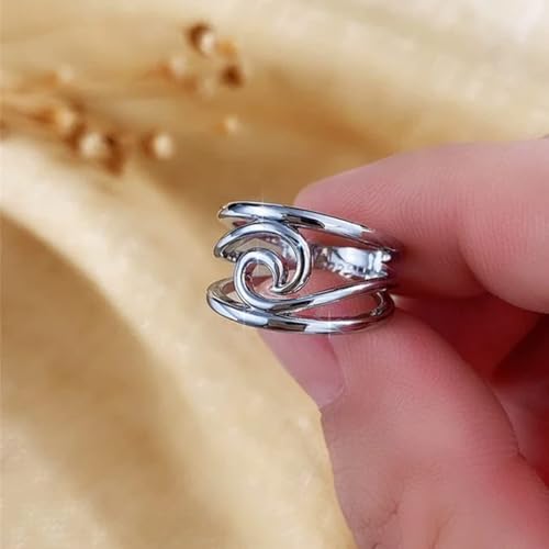 Bague Ocean Argent Géométrique, Bijou Minimaliste Haute Qualité - 6