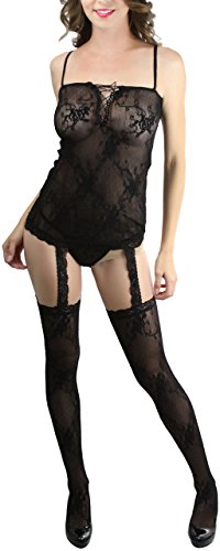 Image of ToBeInStyle Women's Bodystocking Bustier Garter Lingerie Suspender Thigh High Stockings