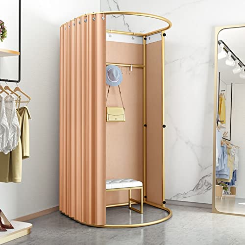 SIAMZYWV Fitting Room, with Metal Frame Portable Changing Room,Suitable for Shopping Mall Clothing Store Office Include Shading Curtain, Hanging Rod and Hook Up (Color : Pale Pinkish Gray,
