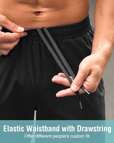 G Gradual Men's Athletic Running Shorts with 2 Zipper Pockets 7"/ 5"/ 9"(Black,7L) — view 4