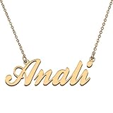 HUAN XUN Custom Personalized Gold Name Necklace in Gold Silver for Women Anali