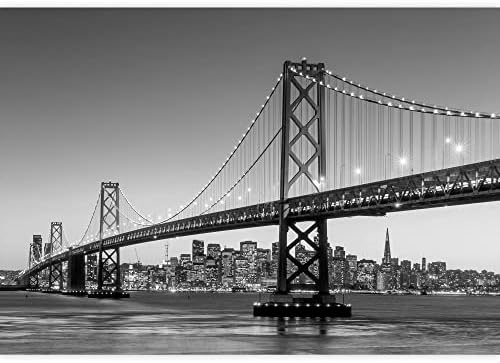wall26 - San Francisco Skyline and Bay Bridge at Sunset, California USA - Removable Wall Mural | Self-Adhesive Large Wallpaper - 66x96 inches
