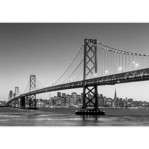 Wall26 - San Francisco Skyline And Bay Bridge At Sunset, California Usa - Removable Wall Mural | Self-Adhesive Large Wallpaper - 66X96 Inches #TOP2