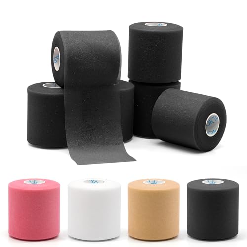 Image of OK TAPE Pre Wrap Tape (6-Rolls, 12 Yds) - Athletic Foam Underwrap for Sports, Protect for Ankles Wrists Hands and Knees, 2.75 Inches - Black