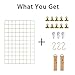 FRIADE Gold Wire Wall Grid Panel for Photo Display,Display Ledge,Wall Storage Organizer for Kitchen,Living Room,Bedroom，10 Metal Clips&2 Leather Straps&3 Nails Offered,Set of 1 (Gold, 25.5”x17.7”)