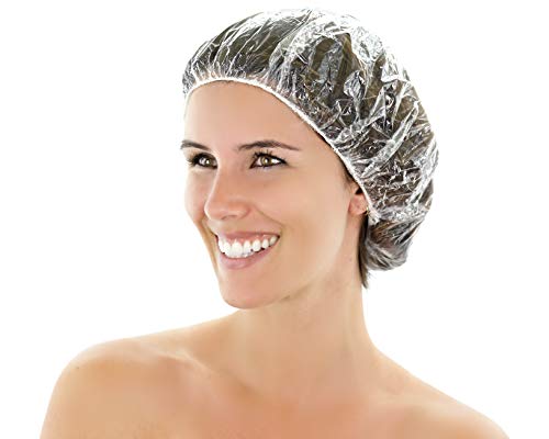 Personal Touch Disposable Plastic Shower Caps Great For Spa, Home & Kitchen Use, Hotels, Restaurant and Hair Salon - Pack of 100 Individually Wrapped