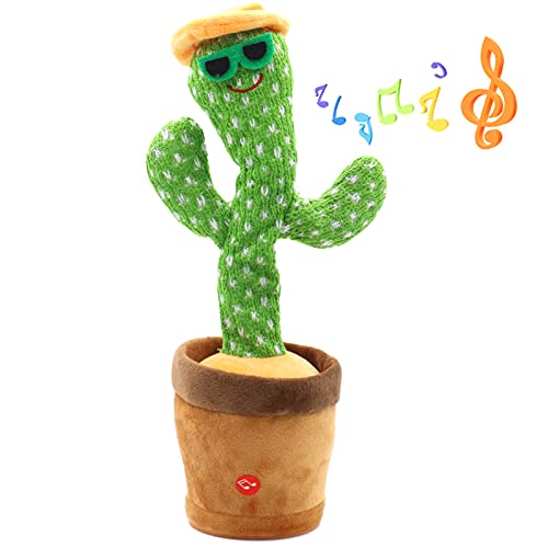 120 Songs Dancing Singing Mimicking Cactus Toy Parrot Cactus That Can Sing and Dance for Babies Kids,Funny Tiktok Wiggle Cactus Talking Toy Dancing Cactus Plush in Pot Early Education Birthday Gift