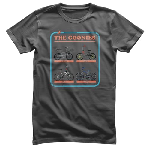 The Goonies Licenciado Oficialmente Bikes Camiseta para Hombre (Gris Oscuro), Small