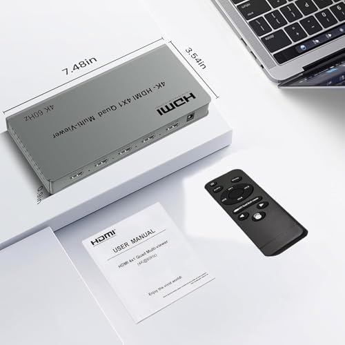 Image of ETZIN 4k@60hz HDTV Multi-Viewer Switch with PIP, HDMI Multi-Switcher 4 in 1 Out for Seamless Switch, 4x1 HDMI Multiviewer Supports 8 Viewing Modes, 4k x 2k, 1080P, for X-Box, PS3 /4 /5 EPL-427H.