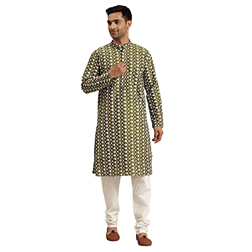 Ensemble kurta pyjama homme en soie avec pantalon churidar brodé Sojanya