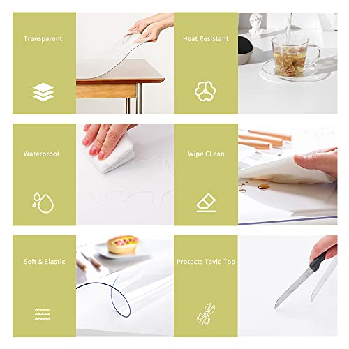 Table Protector 2mm Clear PVC Wipeable Clean Table Cloth Cover Odorless Waterproof Tablecloth for Home Kitchen 31.4 * 47.2 Inch (Transparent,80 * 120cm) - Image 3