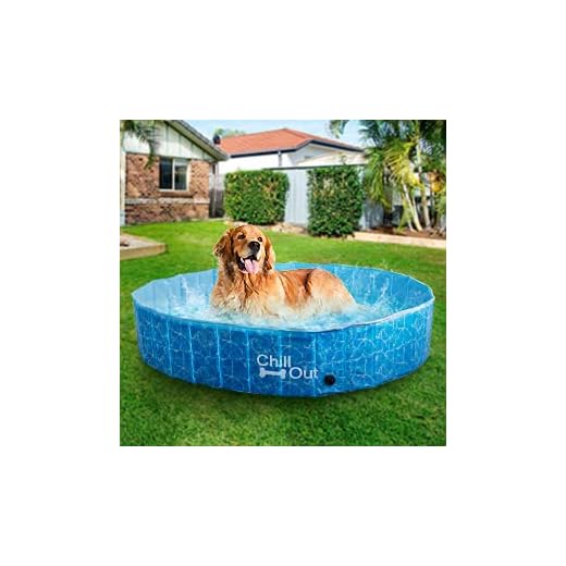 ALL FOR PAWS Dog Pet Bath Pool Outdoor Pet Swimming Pool Collapsible Pet Bath Tub Blue for Dogs Cats and Kids