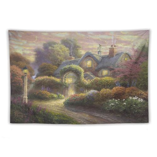 画家 トーマスキンケード 現代 西洋絵画 ローズバッドコテージ 風景1 ポスター オフィス タペストリー ベッドルーム ダイニングルーム装飾 ウォールアート ポスター 印刷40"x60"