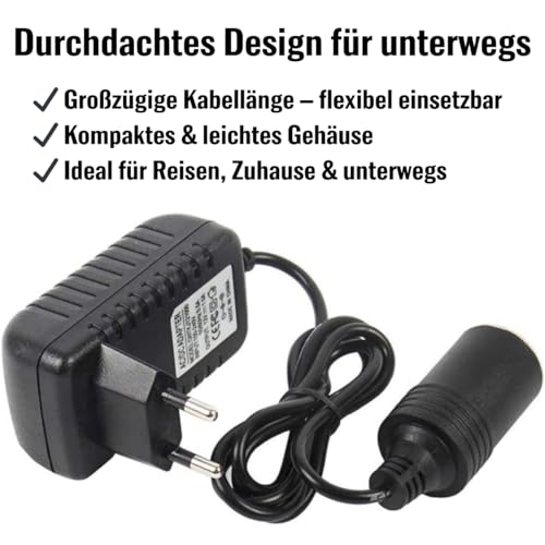 Netzgleichrichter Netzadapter Adapter 100V - 240V auf 12V/3A (36W) KFZ Zigarettenanzünder Steckdose Spannungswandler 12V Netzteil über das Stromnetz für Auto-Kühlbox, Luftpumpe, Autostaubsauger