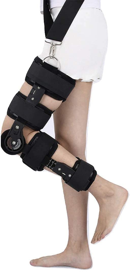 Rodillera con bisagras Soporte de inmovilizador de Rodilla Ajustable Soporte de Rodilla postoperatorio Ortesis Protector de inmovilizador para Pierna Izquierda y Pierna Derecha, Tanto para Hombre