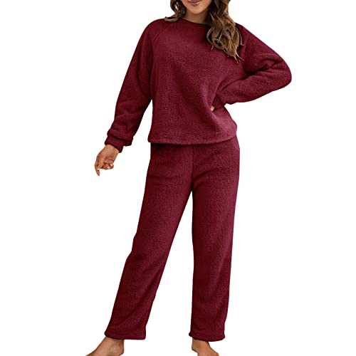 Pyjama femme chaud et douillet en polaire avec haut à manches longues et pantalon de nuit