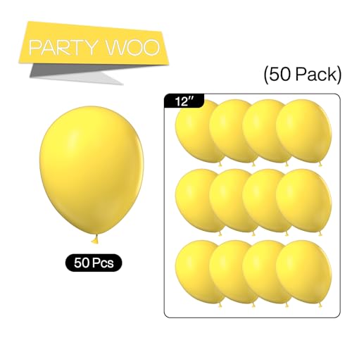 Image of PartyWoo Yellow Balloons 51 pcs 12 Inch Matte Yellow Latex Helium Balloons for Easter Bee Baby Shower Gender Reveal Engagement Sunflower Graduation Birthday Party Decorations Yellow-Y55