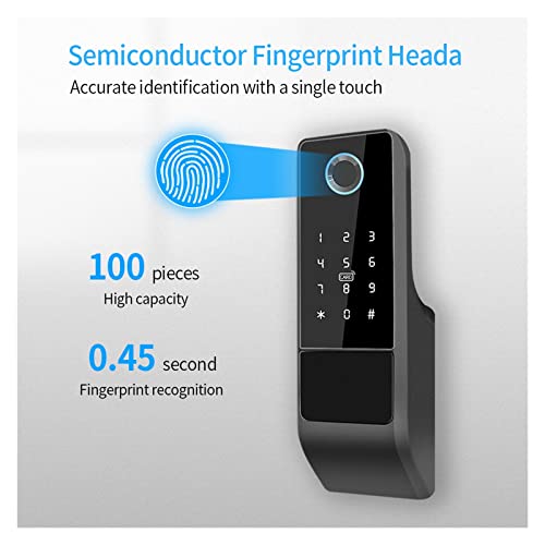 Dhh166 Waterproof Tuya Wifi Smart Door Lock Digital Password Double-Sided Fingerprint Electronic Rim Lock For Outdoor Iron Gate Door (Color : Single (No App)) #TOP3