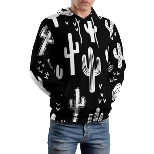 Sweatshirt pull imprimé cactus contrasté avec capuche ajustable pour l'hiver - 5