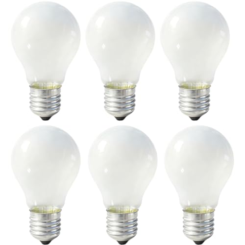 CHKMRJO 6-Pack 60 Watt Incandescent Light Bulbs Frosted Dimmable A19 E26 Base 2700K Warm White for Fridge Range Hood Sewing Machine Freezer Ceiling Fan
