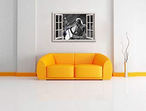 Pixxprint Frau mit Shisha, Fenster Leinwandbild | Größe: 120x80 cm | Wandbild | Kunstdruck – Bild 3