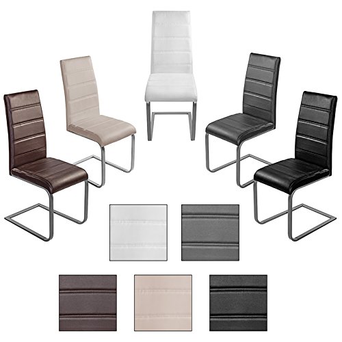 Preisvergleich Produktbild ESTEXO® Esszimmerstuhl, Freischwinger Modell Chris, Set, Kunstleder, Essgruppe, Schwingstuhl (Schwarz, 6)