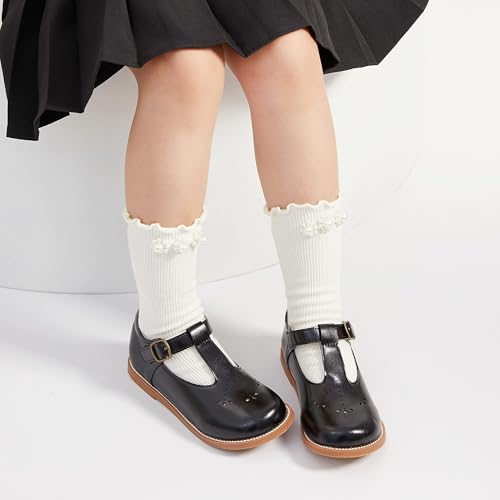 Image of GINFIVE Toddler Girls Dress Shoes Little Kids Flats School Mary Janes Shoes