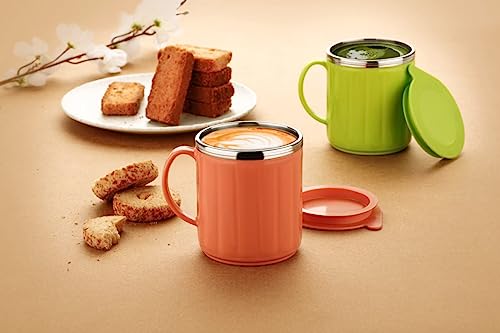 Image of Traveling Mug Coffee Mug - Stainless Steel Double Walled Insulated Coffee Mug with Lid, Plastic Covered Tea Mug to Carry Hot & Cold Beverages for Kids, Girls, Boys, Students, Travel