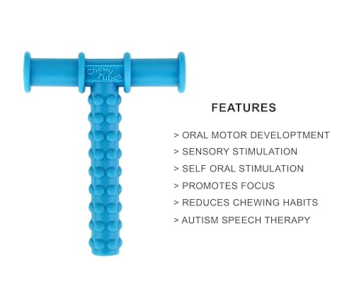 Image of Chewy Tube for Oral Sensory Therapy Blue | Non-Toxic Biting & Chewing Tool for Autism, ADHD | Textured Teether for Children & Adults (Blue chewy tube)