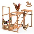 Phonjoroo Chicken Coop, Chicken Perches with Swing Toy & Ladder & Platforms & Food Storage, Poultry Coop Cage Accessory Toy Outdoor for Entertainment Backyard Farm