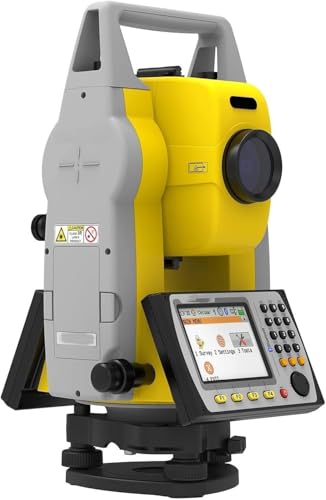 Total Station Survey Instrument, Yellow and Gray, Color Display, Bluetooth, Class 3R Laser