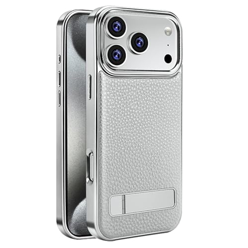 Étui iPhone 17 Pro Max cuir gris litchi antichoc compatible chargeur magnétique