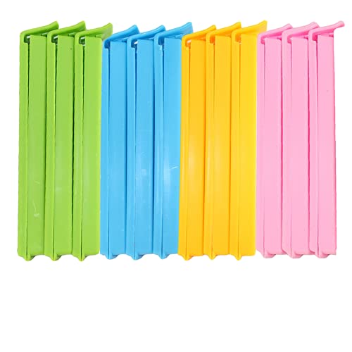12 PCS Pinzas para Alimentos, 3 Color Clipe de Saco de Plástico, 11 MM Clip de Fecha, Pinzas para Alimentos Selladas, Clips de Bolsa, para Almacenar Alimentos Congelados, Bocadillos