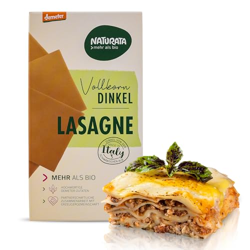 Naturata Bio Dinkel-Vollkorn Lasagne-Platten 250 g | Demeter Dinkel von der Schwäbischen Alb | Fein-nussiger Geschmack für Lasagne & Aufläufe