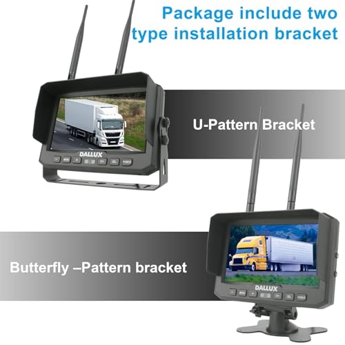 Dallux Wireless Backup Camera Kit+7" Built in DVR Monitor Rear/Front View Camera for Heavy Vehicle/5th Wheel Pickup/Truck/Trailer/Bus/Van/RV Camper with 1080P Stable Signal Camera by DALLUX - Used condition - Image 3