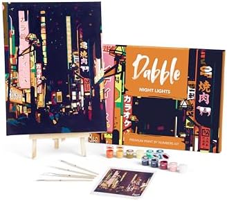 Dabble Premium Paint by Numbers Kit for Adults Beginners, Quality Painting by Numbers for Adults on Canvas Frame, Flowers, Plants, Gift - Night Lights