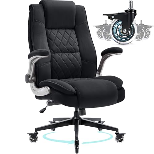 Fabric High Back Office Chair Lockable Quiet Casters, Thick