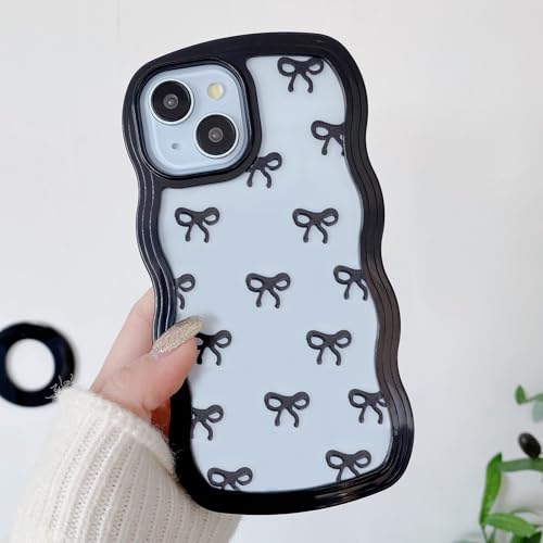 Étui clair mignon noeud pour iPhone 15 Plus le cadeau esthétique idéal pour femmes et filles