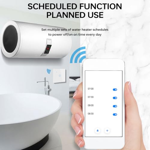 Acmerota Intelligenter Zeitschalter für Tauchsieder, WiFi-Warmwasserbereiterschalter, 40 A, 8000 W, funktioniert mit Amazon Alexa, Google Assistant und Smart Life APP (45 mm tiefe Box)