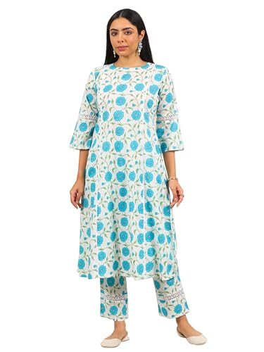 Image of Libas Printed Cotton Straight Kurta With Trouser | Ethnic Wear | daily wear