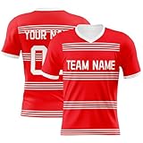 Camiseta personalizada para hombre inglés, nombre y número personalizados, fútbol para fanáticos ingleses, rayas rojas y blancas, camiseta de fútbol de color clásico, Rojo-t, XL