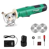 MXBAOHENG Electric Rotary Cutter Cordless Fabric Scissor with Safety Lock Rechargeable Cardboard Cutter for Cloth/Paper/Carpet/Leather Cutting Thickness ≤2.5cm (1 Battery)