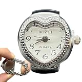 Punk-style Finger Watch | Quartz Ring Heart Shape Vintage Silhouette Design