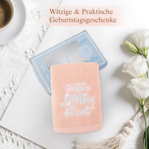 Belillpipi Oma Geschenk Bestickt Handtuch 35 x 75 cm, Muttertagsgeschenk Oma, Beste Oma Geschenke, Geschenke für Oma Geburtstag Muttertag Weihnachten