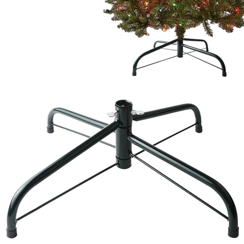 FSAIUIS 16 Inch Folding Metal Christmas Tree Stand, Green Universal Replacement Xmas Tree Stand Base for Christmas Artificial Tree