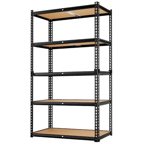 Image of LEVELEVE 5-Tier Heavy Duty Storage Shelving Unit, 2000 lbs Capacity, Adjustable Metal Utility Shelf, 35 inch L x 16 inch W x 73 inch H for Garage, Kitchen, Pantry, Basement, Bathroom, Laundry