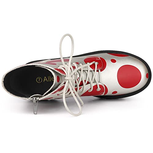 Allegra K Women's Polka Dots Platform Zipper Lace Up Combat Disco Boots4