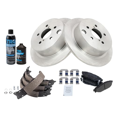 Image of TRQ Rear Brake Pad & Rotor Kit Semi-Metallic Compatible with 2017-2018 Subaru Crosstrek 2014-2018 Forester 2012-2018 Impreza 2013-2015 XV Crosstrek