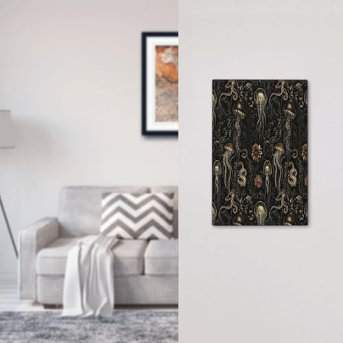 Decorative Switch Plate Covers Black Gold Jellyfish Squid Deep Sea Creatures 1 Gang No Device Single Blank Outlet Covers Wall Plate Light Switch Cover Plate for Bedroom Home Decor